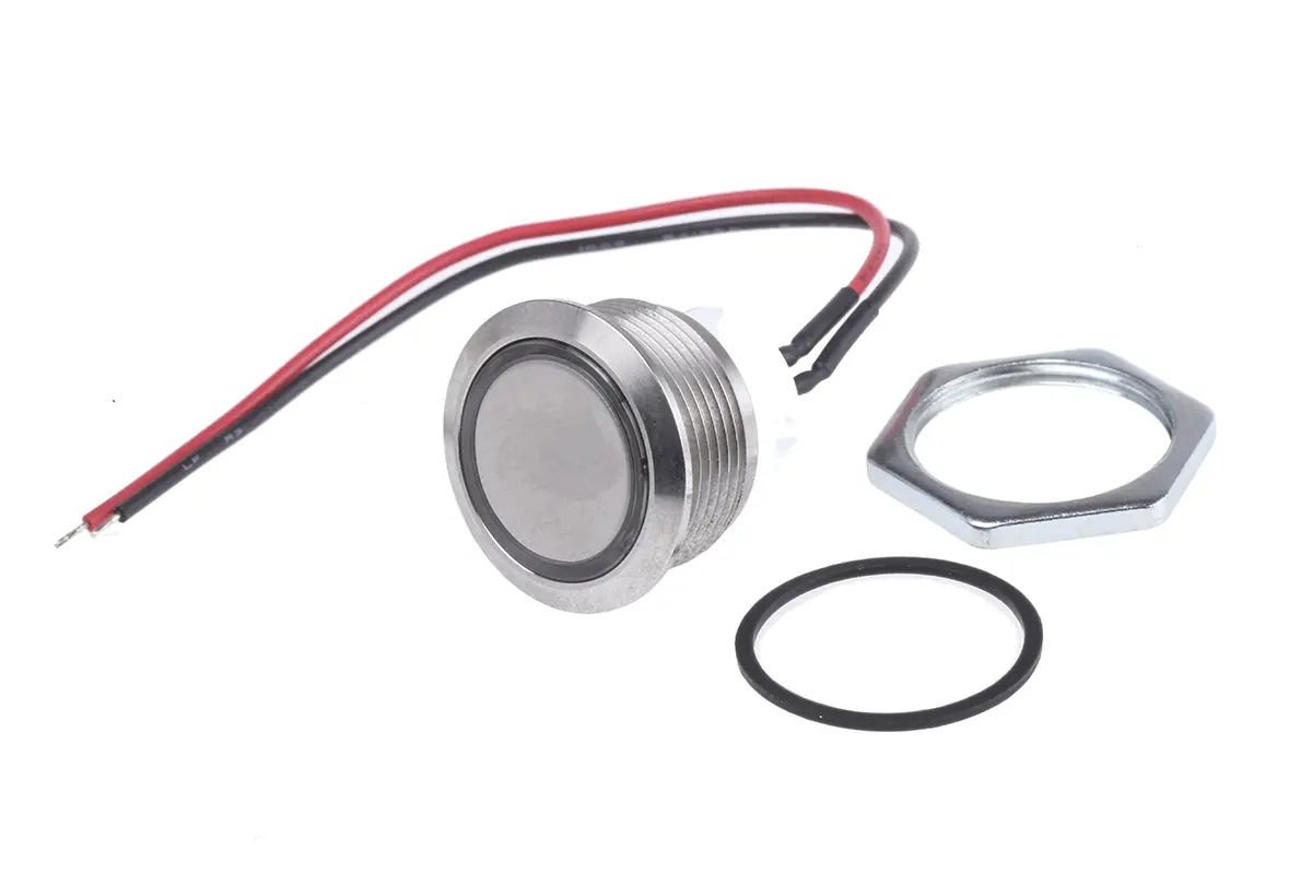 Produktfoto 1 von ITW 48M Druckschalter Beleuchtet Panel Ø 19 mm, SPST Silber, IP67