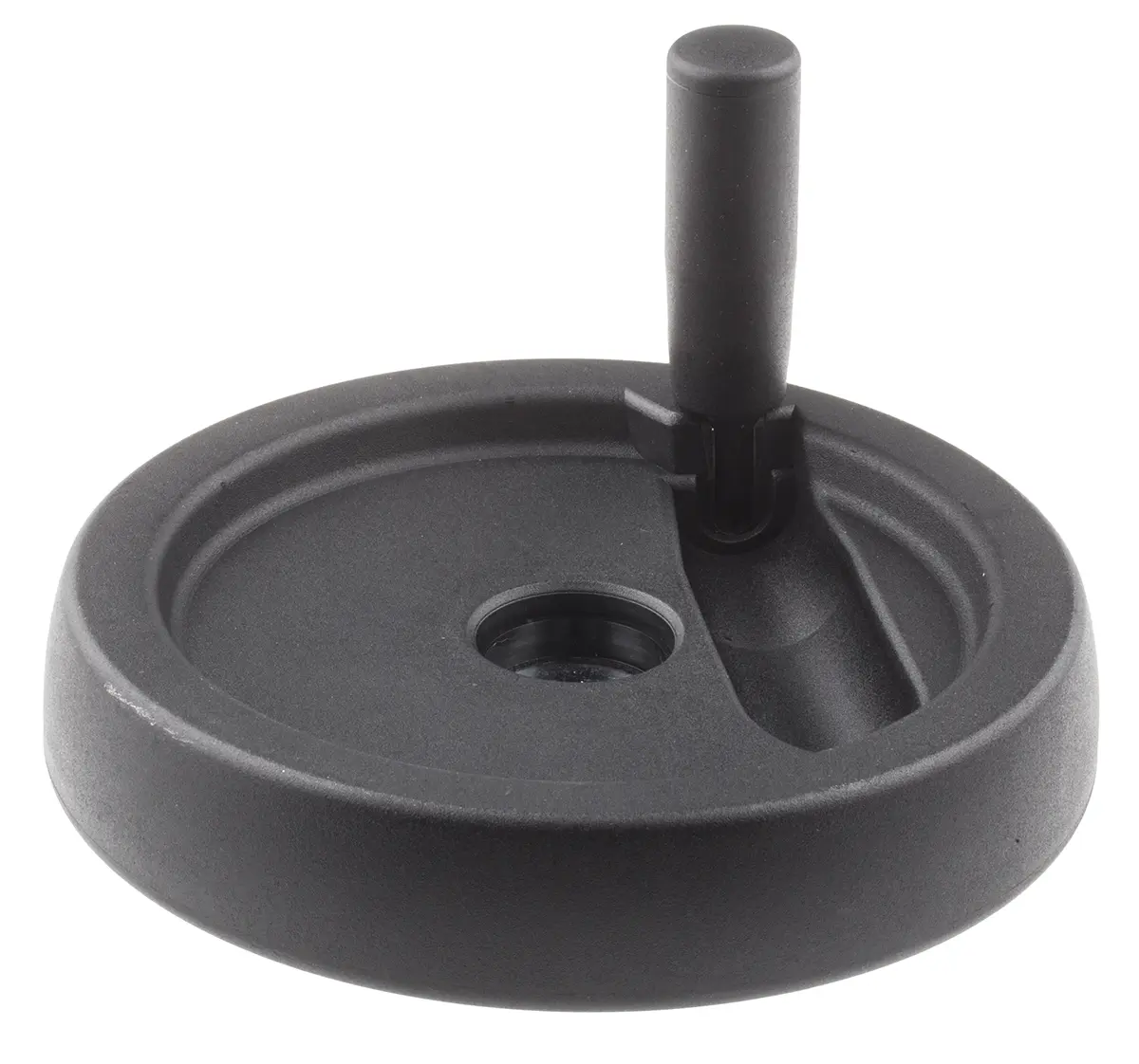 Produktfoto 1 von RS PRO Handrad, Rad ø 150 mm, 8 mm, 8 mm Gebohrte Nabe, Rad Mat. Thermoplast, Schwarz