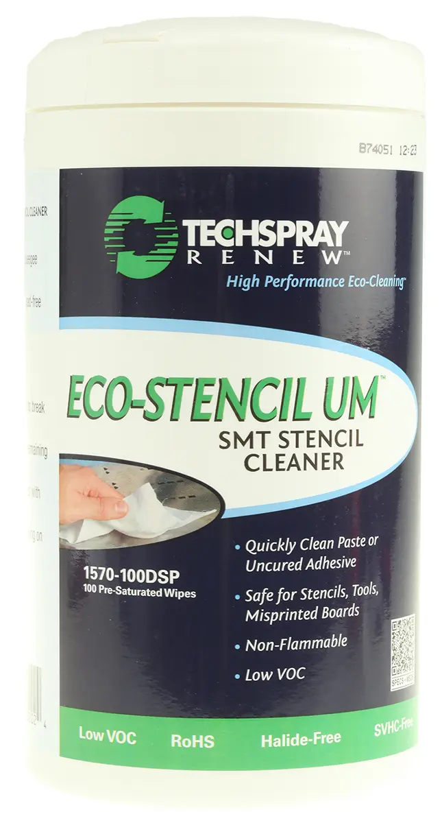Produktfoto 1 von Techspray Techspray Eco-Stencil Flussmittelentferner, 100 Wipes Topf