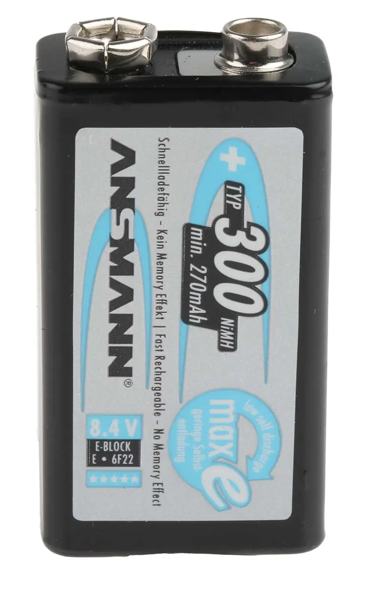 Produktfoto 1 von Ansmann Ansmann MaxE Nickel-Metallhydrid 9V Akku, 300 mAh