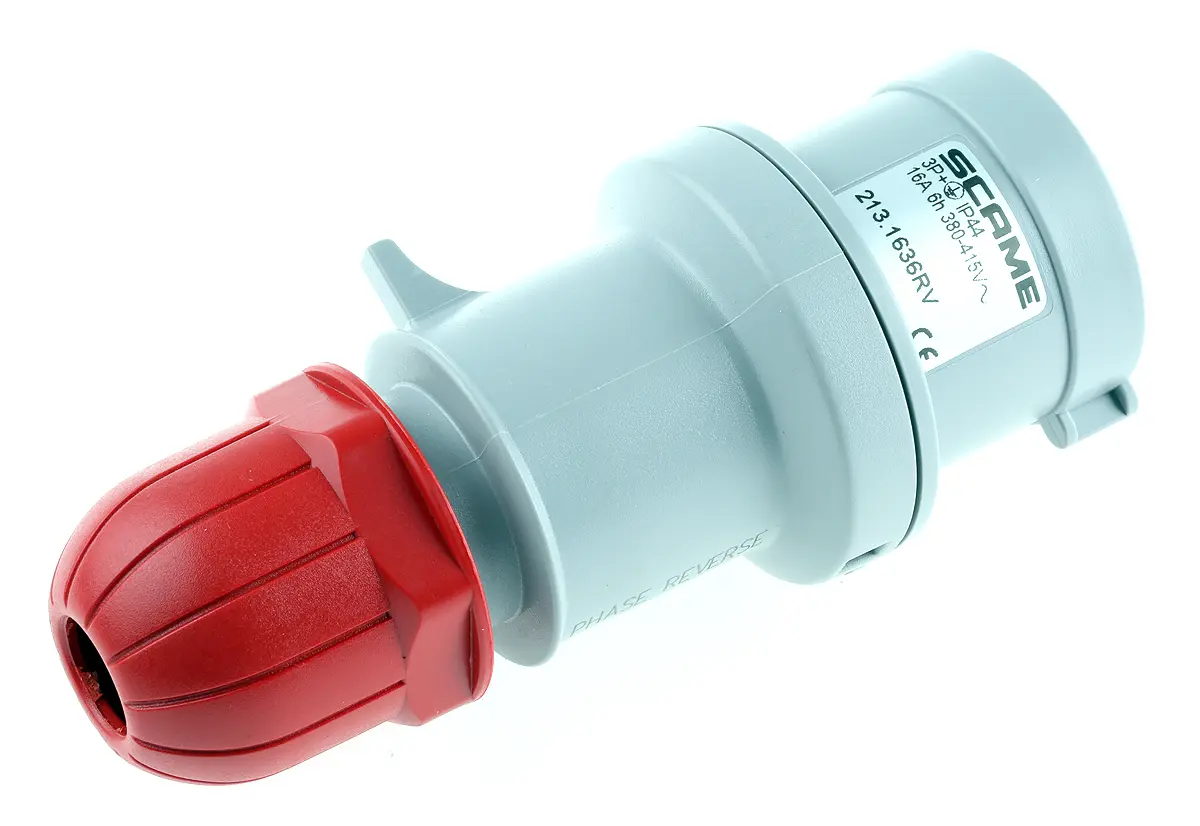Produktfoto 1 von Scame OPTIMA-REVERSE Industrieller Stromversorgungssteckverbinder-Adapter Rot 3P+PE, 415V, Kabel Gerade IP44 16A