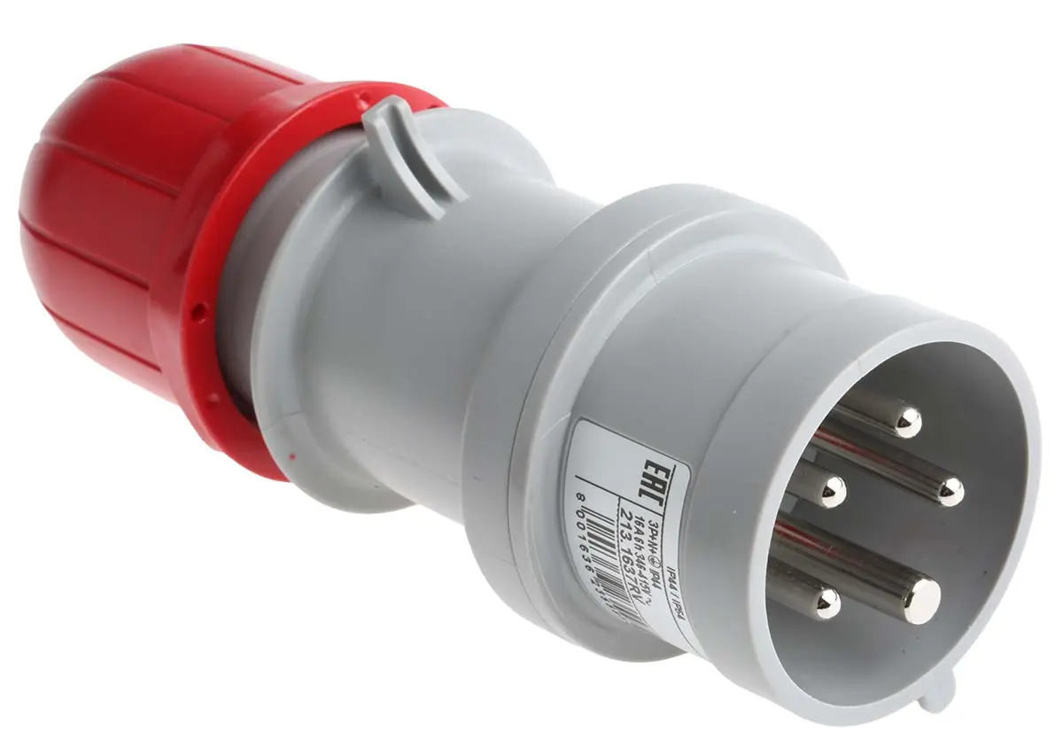 Produktfoto 1 von Scame Industrieller Stromversorgungssteckverbinder-Adapter Rot 3P+N+PE, 415V, Kabel Gerade IP44 16A Phasenwender