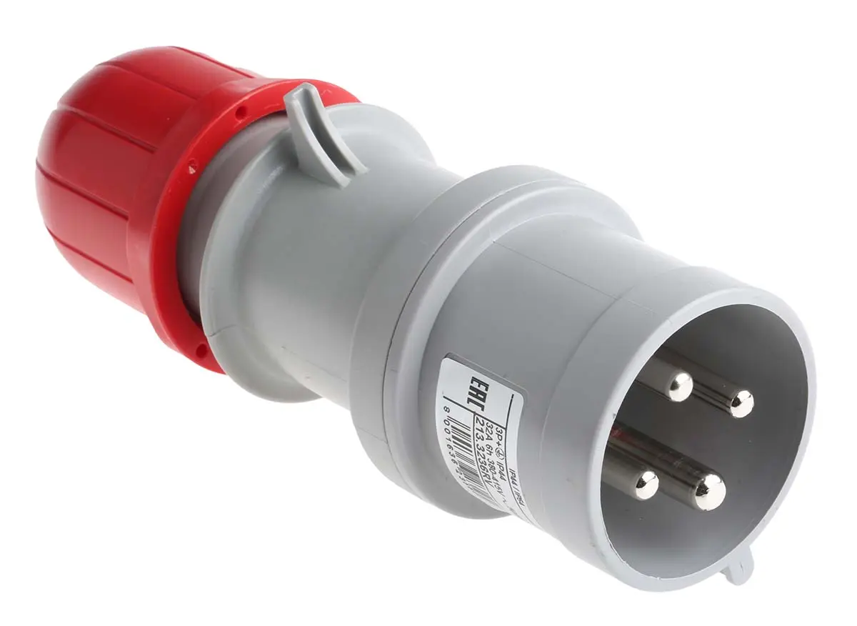 Produktfoto 1 von Scame Industrieller Stromversorgungssteckverbinder-Adapter Rot 3P+PE, 415V, Kabel Gerade IP44 32A Phasenwender