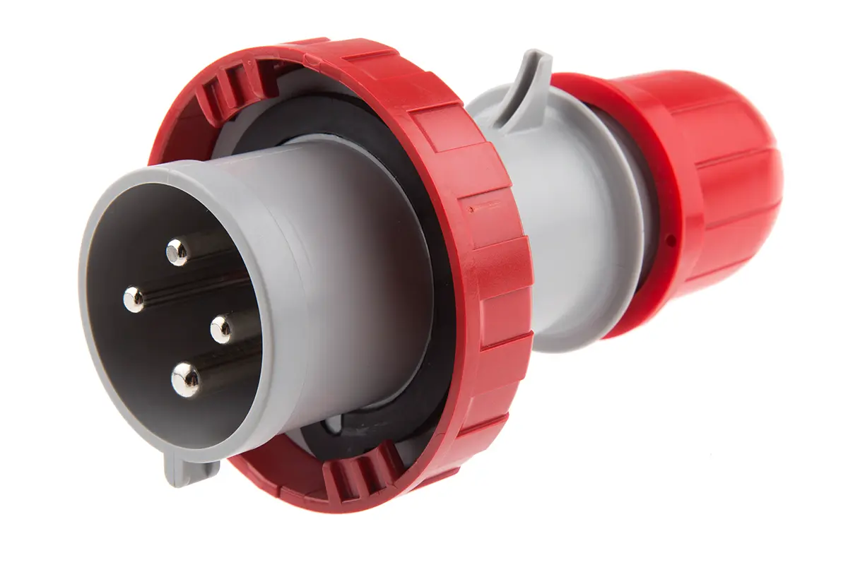 Produktfoto 1 von Scame OPTIMA-REVERSE Industrieller Stromversorgungssteckverbinder-Adapter Rot 3P+PE, 415V, Kabel Gerade IP66, IP67 32A
