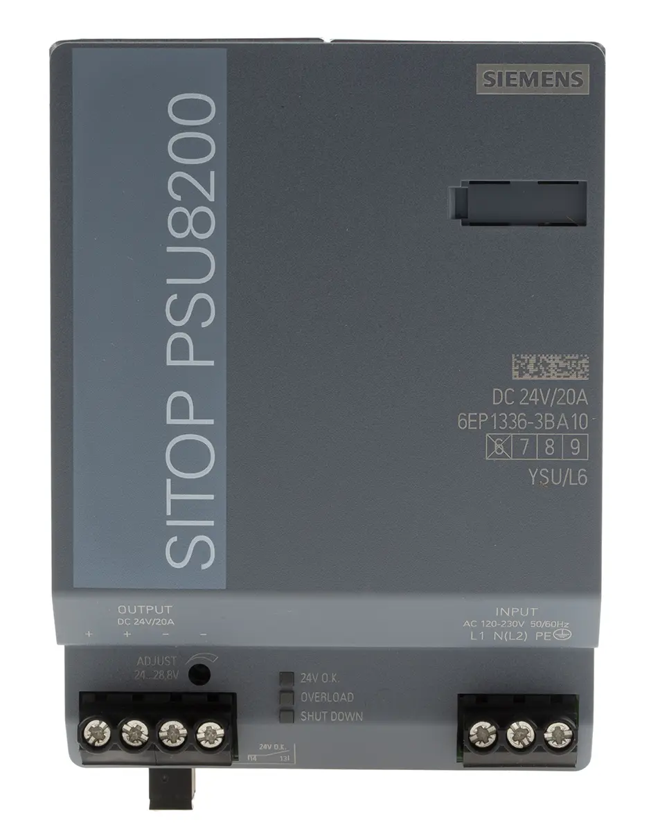 Produktfoto 1 von Siemens SITOP PSU8200 DIN-Schienen Netzteil Getaktet 24V dc / 20A 480W 120 → 230 V ac / 110 → 220V dc