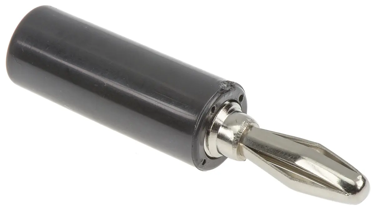 Produktfoto 1 von Mueller Electric 4 mm Stecker Schwarz Bananenstecker, Kontakt Nickel Steckbar