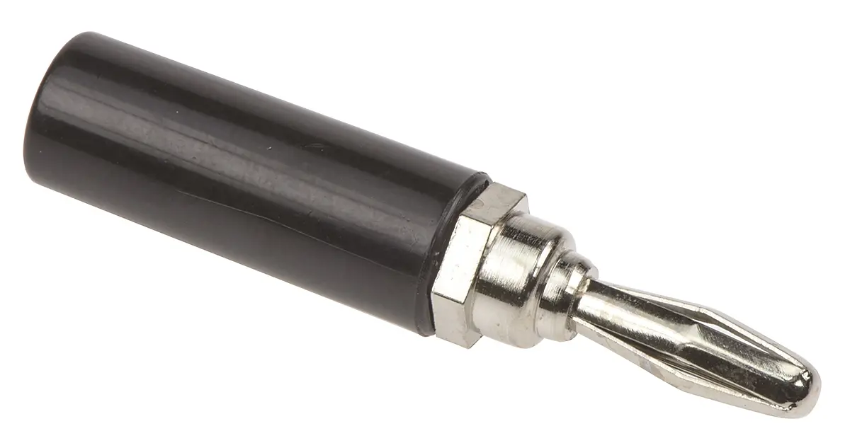 Produktfoto 1 von Mueller Electric 4 mm Stecker Schwarz Bananenstecker, Kontakt Nickel Steckbar