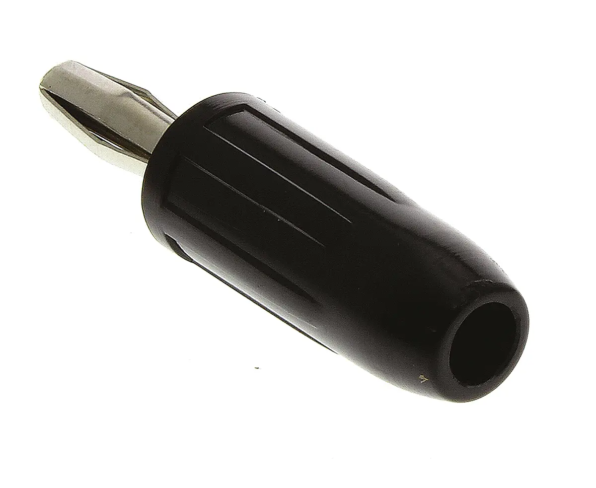Produktfoto 1 von Mueller Electric 4 mm Stecker Schwarz Bananenstecker, Kontakt Nickel Steckbar