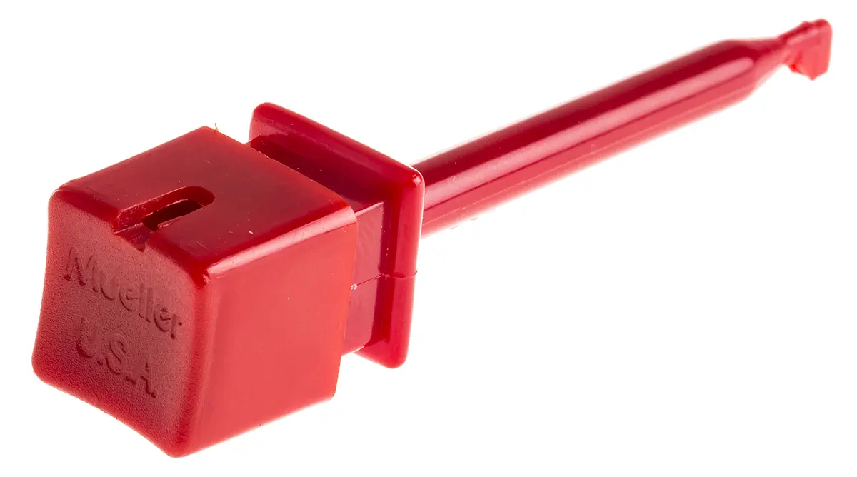 Produktfoto 1 von Mueller Electric Hakenklemme Rot Klemmprüfspitze, Berylliumkupferlegierung Spitze 10A, 1kV
