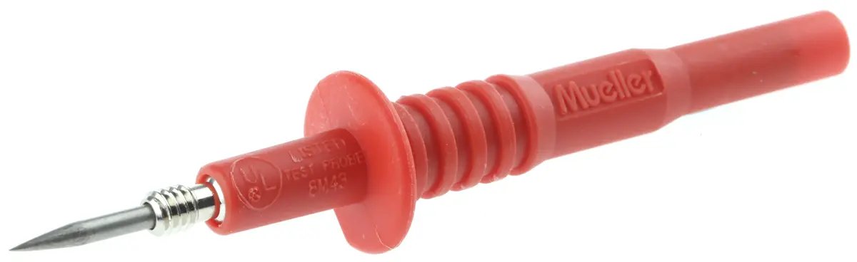 Produktfoto 1 von Mueller Electric Festwert Prüfspitze Rot, Schwarz, vernickelte Spitze 2 mm, 1 kV 2A