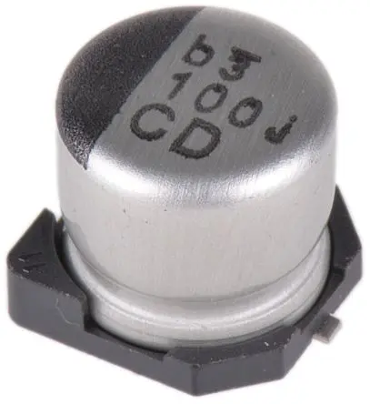 Produktfoto 1 von Nichicon CD Oberfläche Kondensator 100 μF Lot 20 % / 6.3V dc, Ø 6.3 mm x 5.8 mm, 105 °C