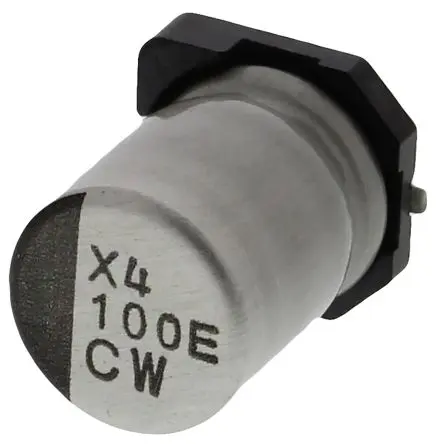 Produktfoto 1 von Nichicon CW Oberfläche Kondensator 100 μF Lot 20 % / 25V dc, Ø 6.3 mm x 8.7 mm x 10 mm, 105 °C