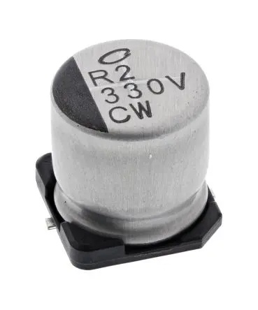 Produktfoto 1 von Nichicon CW Oberfläche Kondensator 330 μF Lot 20 % / 35V dc, Ø 10 mm x 10 mm x 10 mm, 105 °C