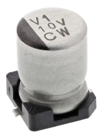 Produktfoto 1 von Nichicon CW Oberfläche Kondensator 10 μF Lot 20 % / 35V dc, Ø 5 mm x 7 mm x 7 mm, 105 °C