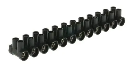Produktfoto 1 von CAMDENBOSS Messing Polypropylen Klemmenleiste 57A Schwarz 12-polig Schraubbefestigung, Raster 12 mm 10mm²