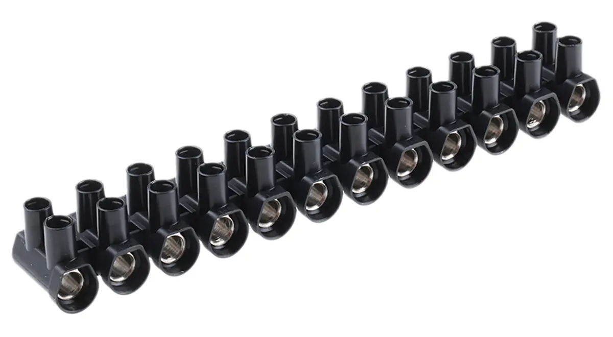 CAMDENBOSS Messing Polypropylen Klemmenleiste 76A Schwarz 12-polig Schraubbefestigung, Raster 13.5 mm 16 mm²