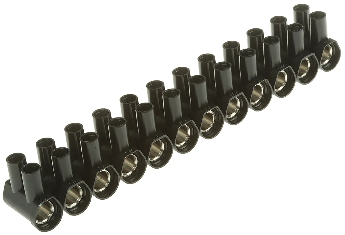 CAMDENBOSS Messing Nylon Klemmenleiste 125A Schwarz 12-polig Schraubbefestigung, Raster 15 mm 35 mm²