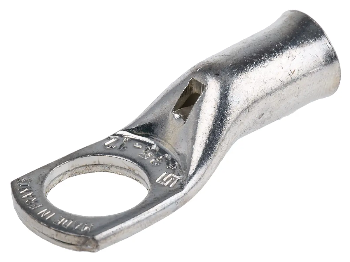 Produktfoto 1 von TE Connectivity XCT Ringkabelschuh, Unisoliert, Grau, 2 AWG max.AWG, aussen ø 17 mm, innen ø 12.8 mm, 12 mm