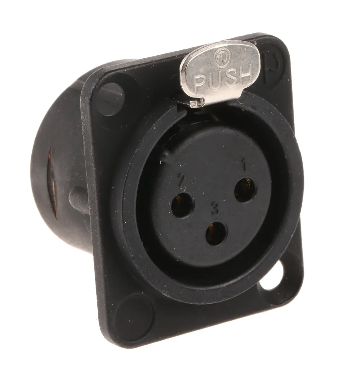 Produktfoto 1 von Neutrik Gerade 3-polig Panel Buchse Gold über Nickel Metallic Schwarz XLR-Steckverbinder, 50 V