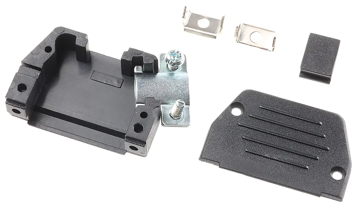 Produktfoto 1 von MH Connectors MHED D-Sub-Gehäuse Vertikal, 15-polig, D: D-Sub-Gehäuse Zugentlastung, Schwarz, Größe A, aus Thermoplast