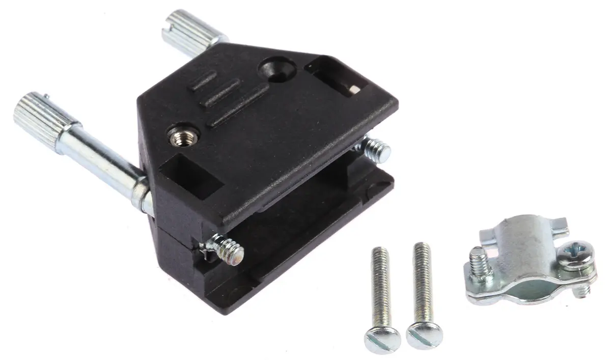 Produktfoto 1 von MH Connectors MHED D-Sub-Gehäuse Gerade, 9-polig, D: D-Sub-Gehäuse Zugentlastung, Schwarz, Größe E, aus ABS