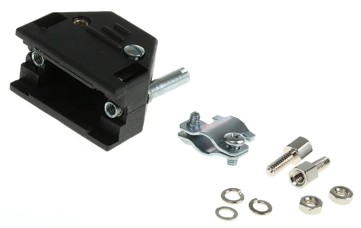 Produktfoto 1 von MH Connectors MHED D-Sub-Gehäuse Gerade, 9-polig, D: D-Sub-Gehäuse Zugentlastung, Schwarz, Größe E, aus ABS