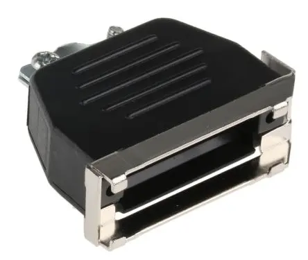 Produktfoto 1 von MH Connectors MHED D-Sub-Gehäuse Abgewinkelt, Gerade, 15-polig, D: D-Sub-Gehäuse Zugentlastung, Schwarz, Größe A, aus