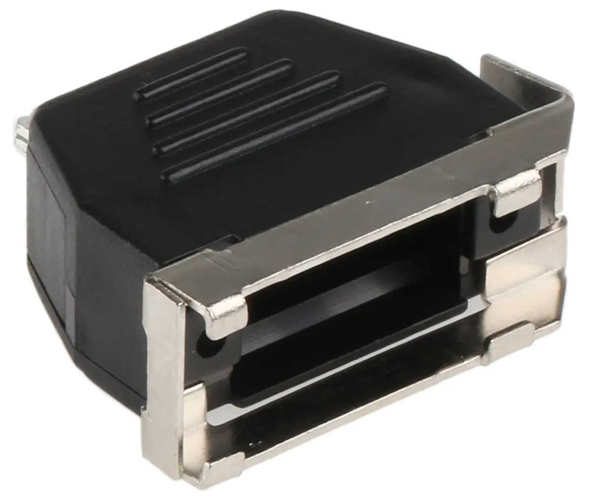 Produktfoto 1 von MH Connectors MHED D-Sub-Gehäuse Vertikal, 9-polig, D: D-Sub-Gehäuse Zugentlastung, Schwarz, Größe E, aus Thermoplast