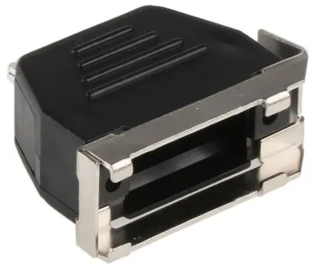 Produktfoto 1 von MH Connectors MHED D-Sub-Gehäuse Vertikal, 9-polig, D: D-Sub-Gehäuse Zugentlastung, Schwarz, Größe E, aus Thermoplast