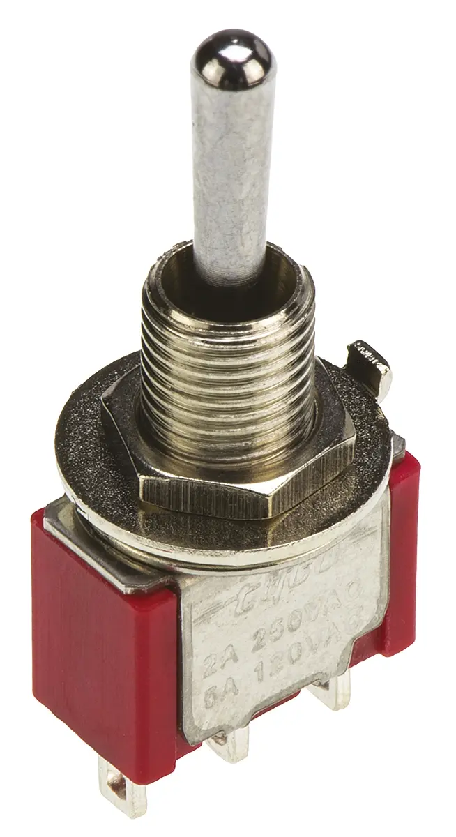 Produktfoto 1 von TE Connectivity Panel Kippschalter 1-poliger Umschalter, Ein-Aus-Ein, 28 V dc, 125 V ac, 5A, Lot