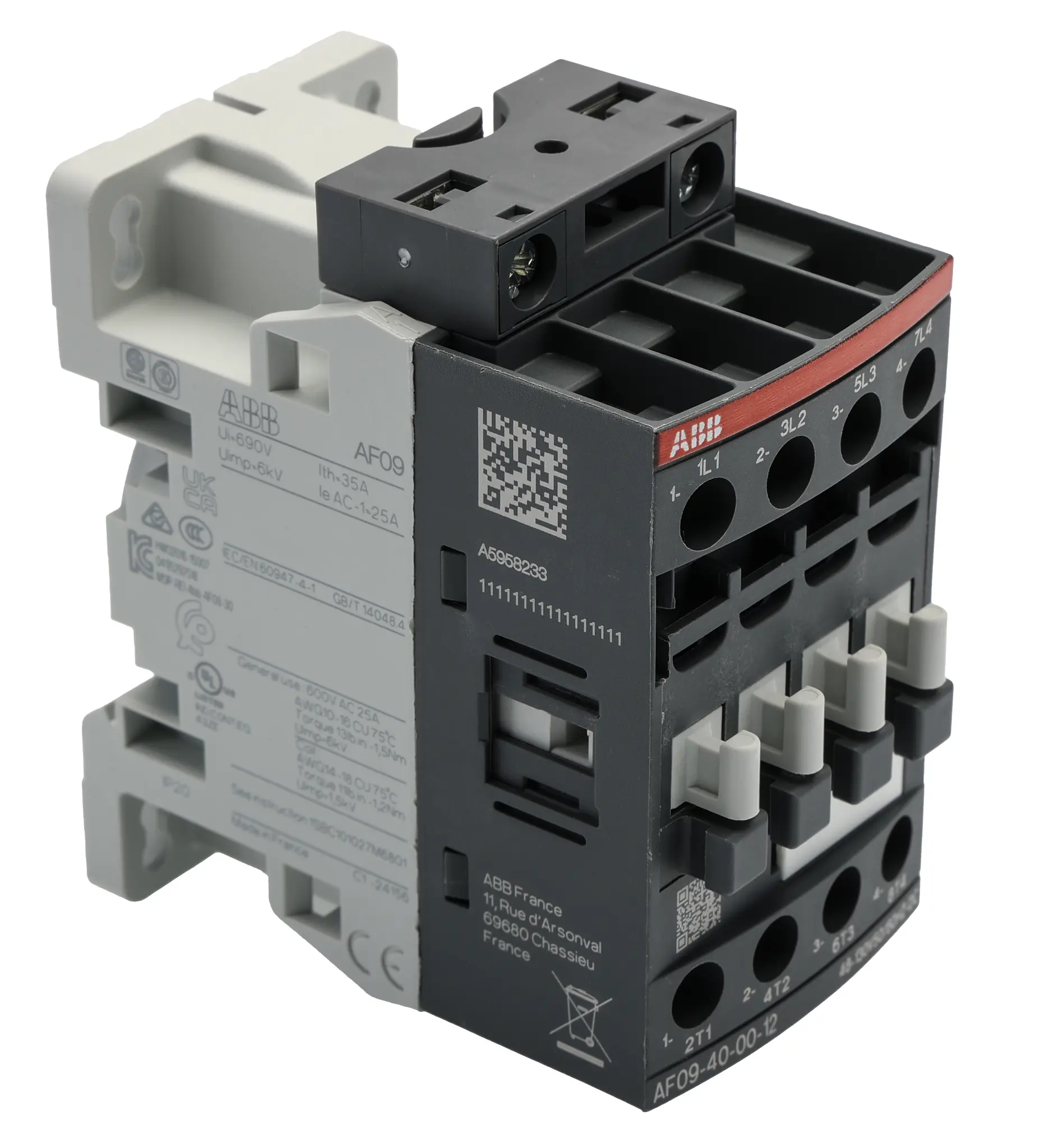 Produktfoto 1 von ABB AF09 Schütz 130 V-Spule, 4-polig, 690V ac / 7 A 48 V 4 kW 4 Schließer Motorsteuerung