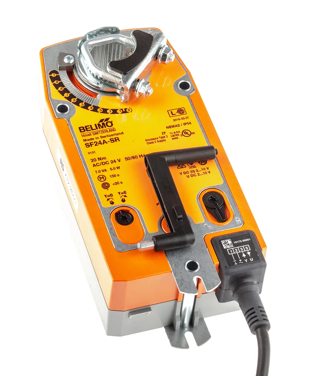 Produktfoto 1 von Belimo 4 m² Drosselklappenantrieb, 20 Nm Hilfsschalter integriert, Modulierend, 5 W, 24 V ac/dc