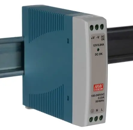 Produktfoto 1 von MEAN WELL MDR DIN-Schienen Netzteil Getaktete Stromversorgung 264V ac AC / 840 mA 12V dc DC 10 W