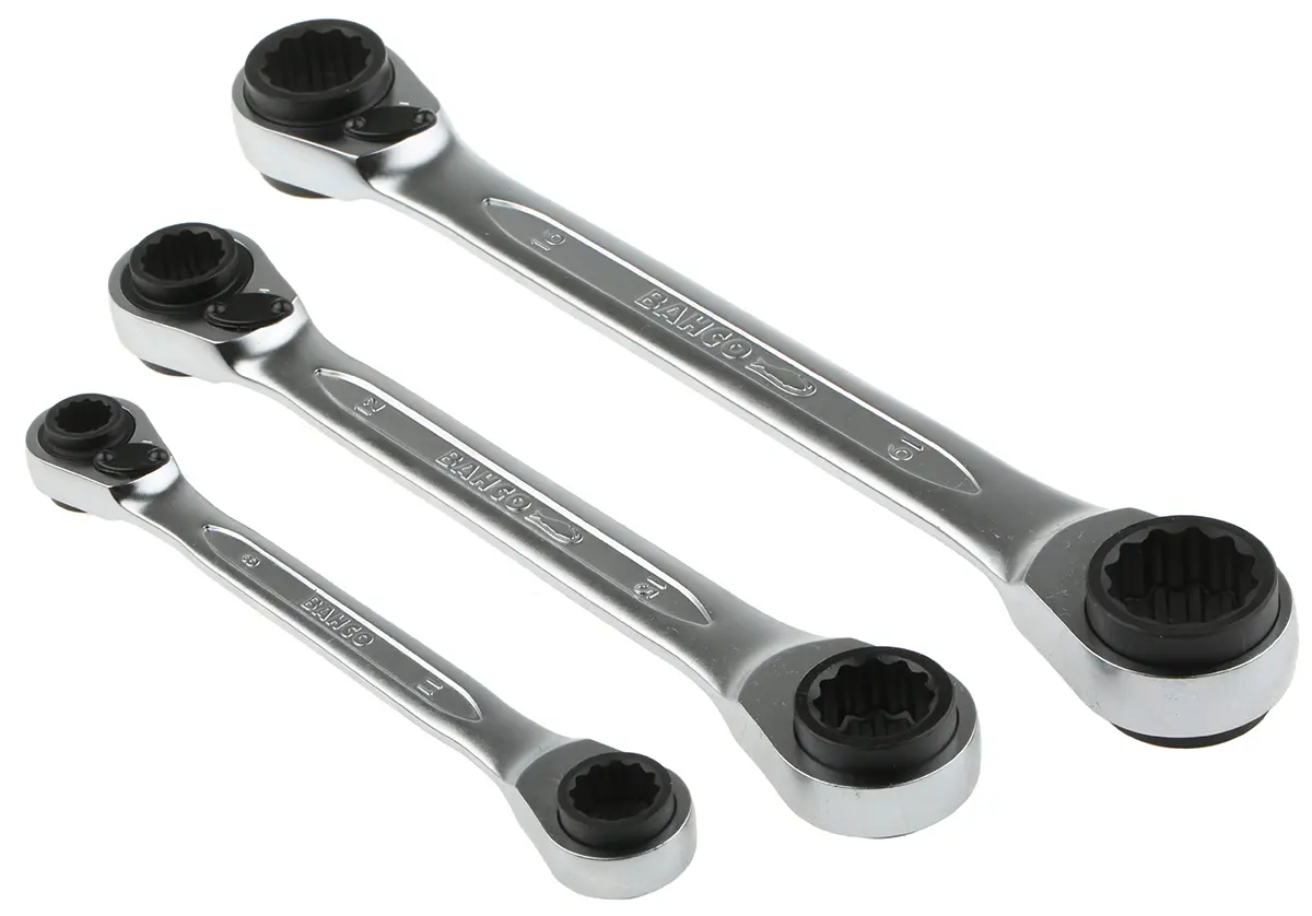 Produktfoto 1 von Bahco S4RM Ratschenschlüsselsatz CrV-Stahl, 3-teilig 8 x 9 → 18 x 19 mm