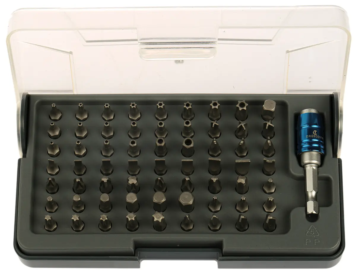 Produktfoto 1 von Crescent Sechskant, Phillips, Pozidriv, Innensechsrund, Dreiflügelig Treiberbit CrV-Stahl 1/4 in Hex 2, Hex 2.5, Hex 3,