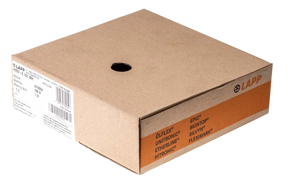 Produktfoto 1 von Lapp Einzeladerleitung 1 mm² 100m Weiß PVC isoliert Ø 2.6mm 32/32 Litzen