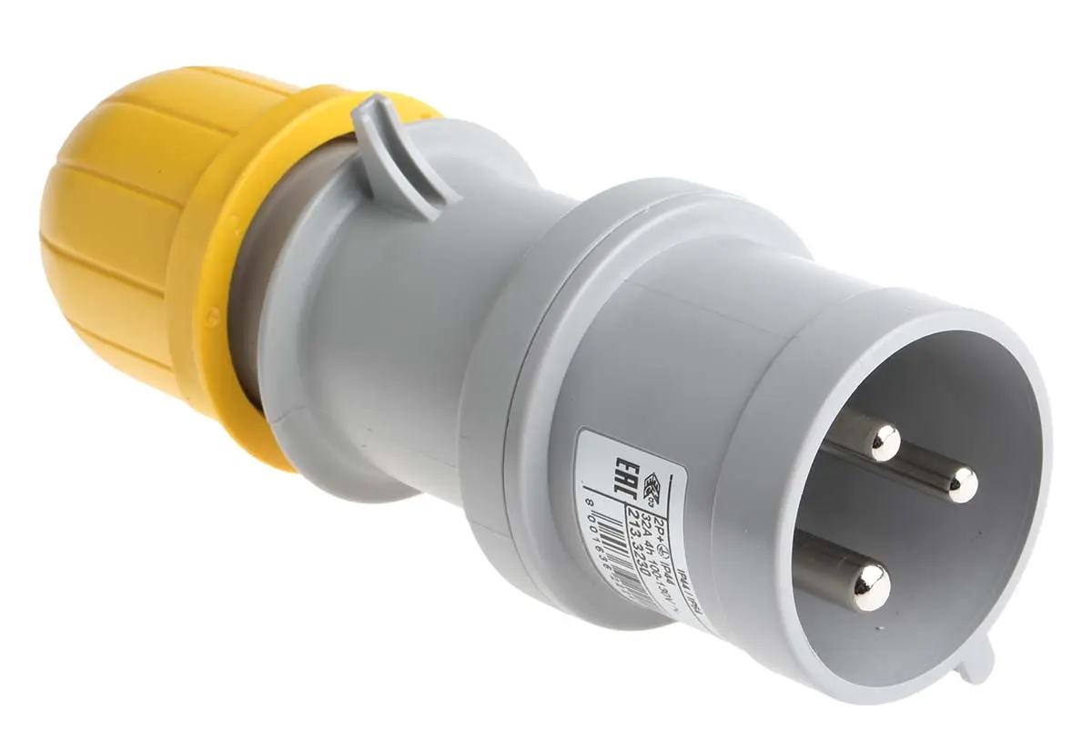 Produktfoto 1 von Scame Leistungssteckverbinder Gelb 2P+PE, 110V, Kabel Gerade IP44 32A