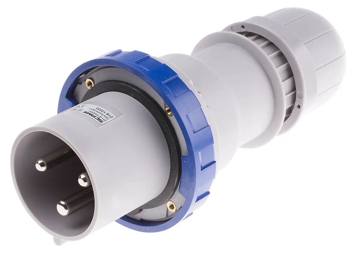 Produktfoto 1 von Scame Optima Leistungssteckverbinder Blau 2P+PE, 230V, Kabel Gerade IP67 125A