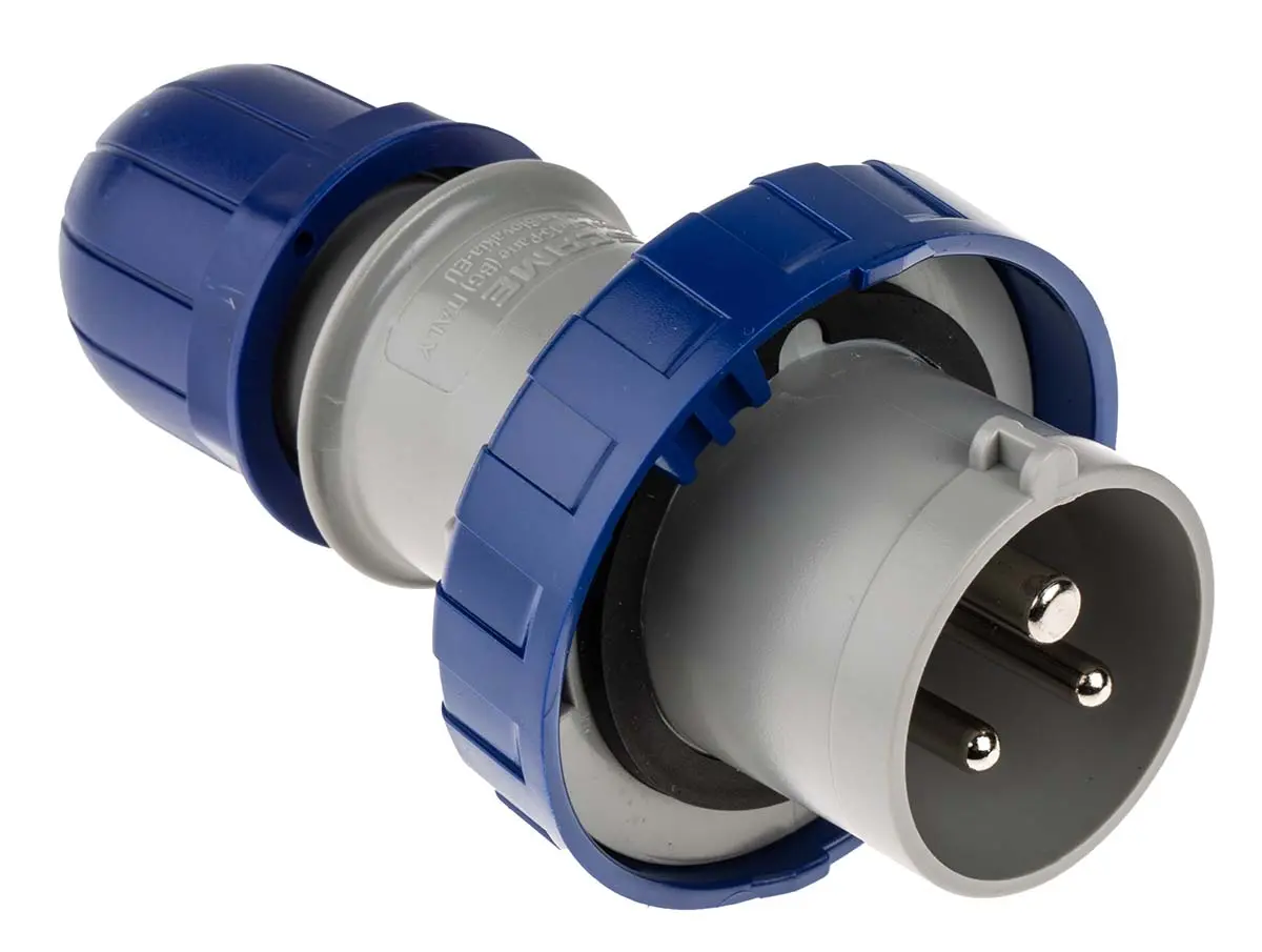 Produktfoto 1 von Scame Optima Leistungssteckverbinder Blau 2P+PE, 230V, Kabel Gerade IP66, IP67 16A