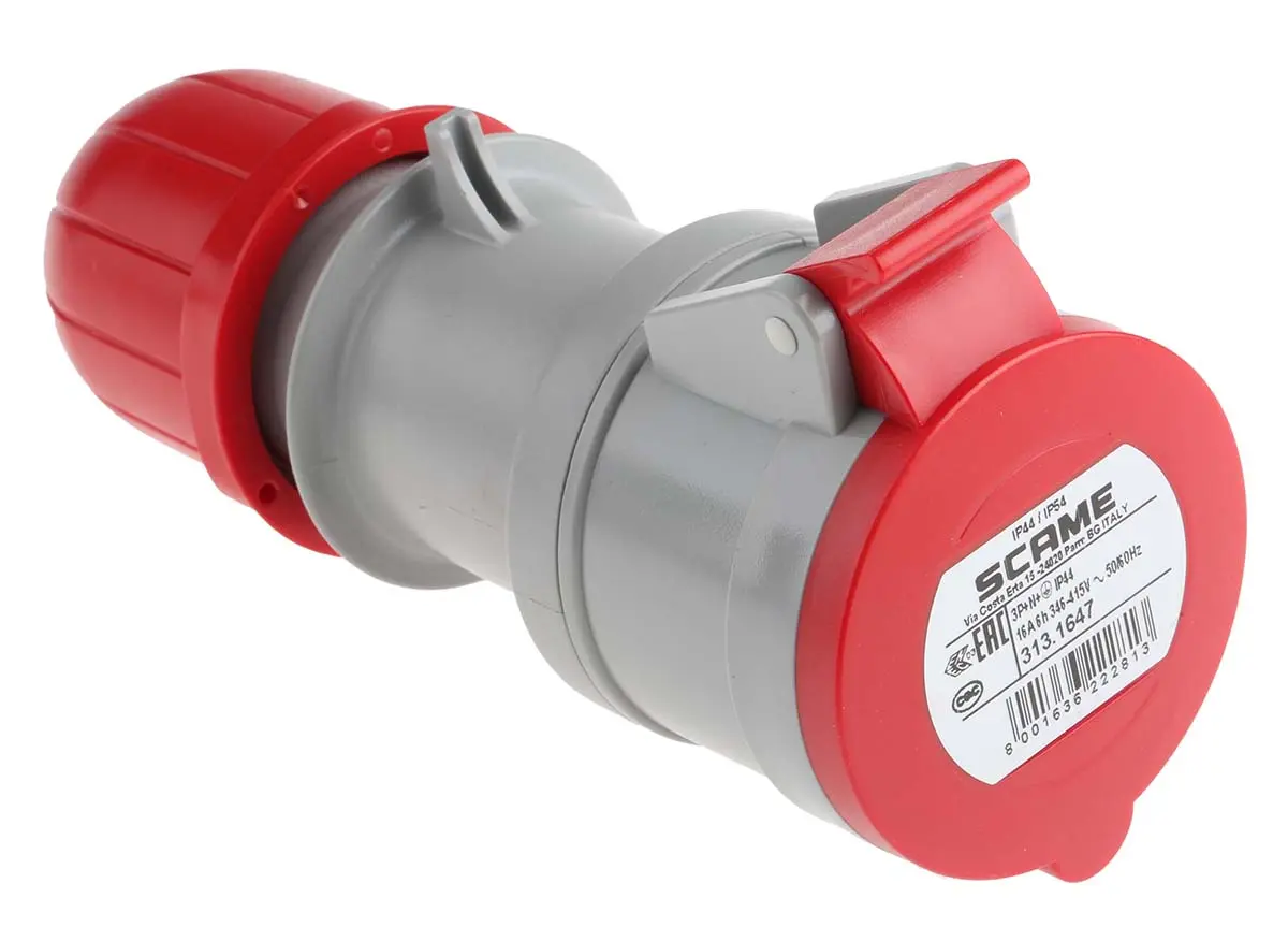 Produktfoto 1 von Scame Optima Leistungssteckverbinder Rot, 415V 2P+PE / 16A, Kabel IP44