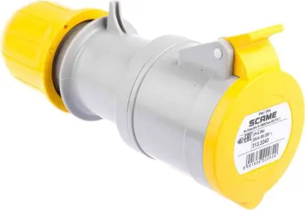 Produktfoto 1 von Scame Optima Leistungssteckverbinder Gelb, 110V 2P+PE / 32A, Kabel IP44