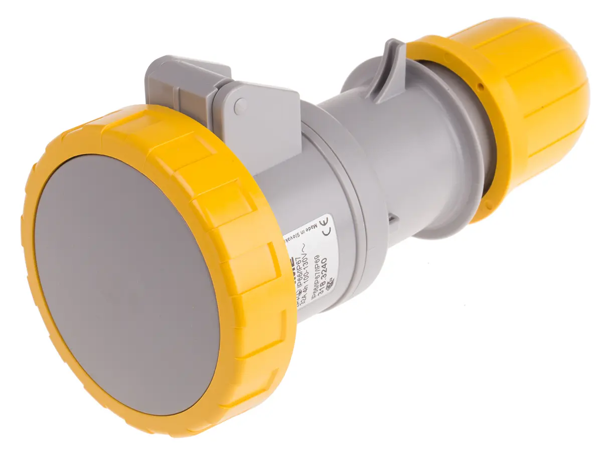 Produktfoto 1 von Scame Optima Leistungssteckverbinder Gelb, 110V 2P+PE / 32A, Kabel IP66, IP67
