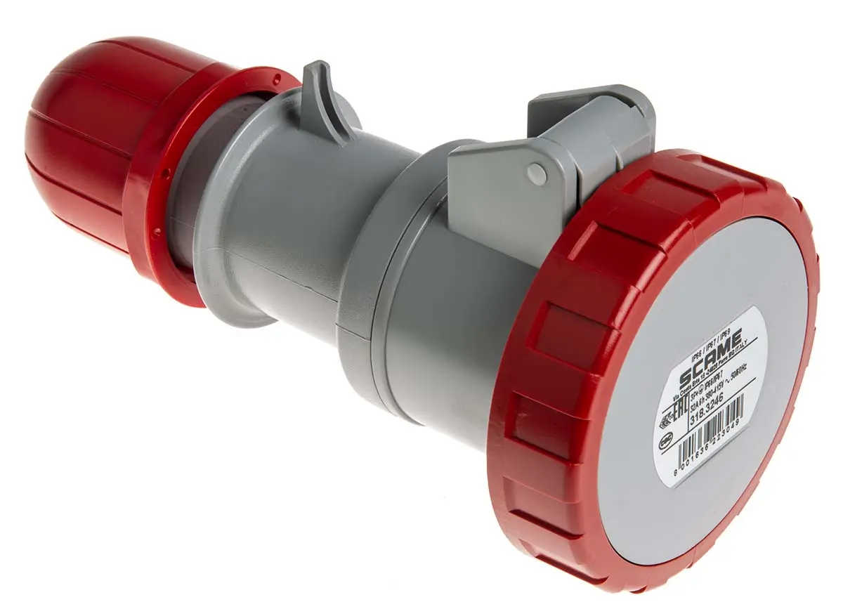 Produktfoto 1 von Scame Optima Leistungssteckverbinder Rot, 415V 2P+PE / 32A, Kabel IP66, IP67