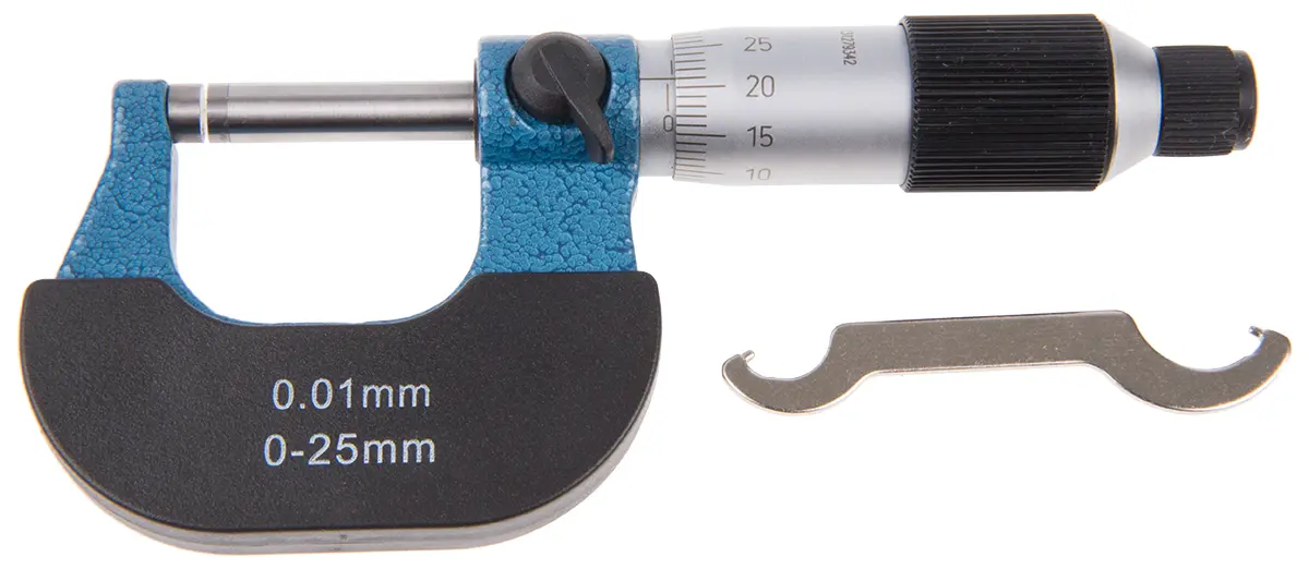 Produktfoto 1 von RS PRO Außen- Mikrometer Metrisch, 0 mm bis 25 mm / ±0.004 mm