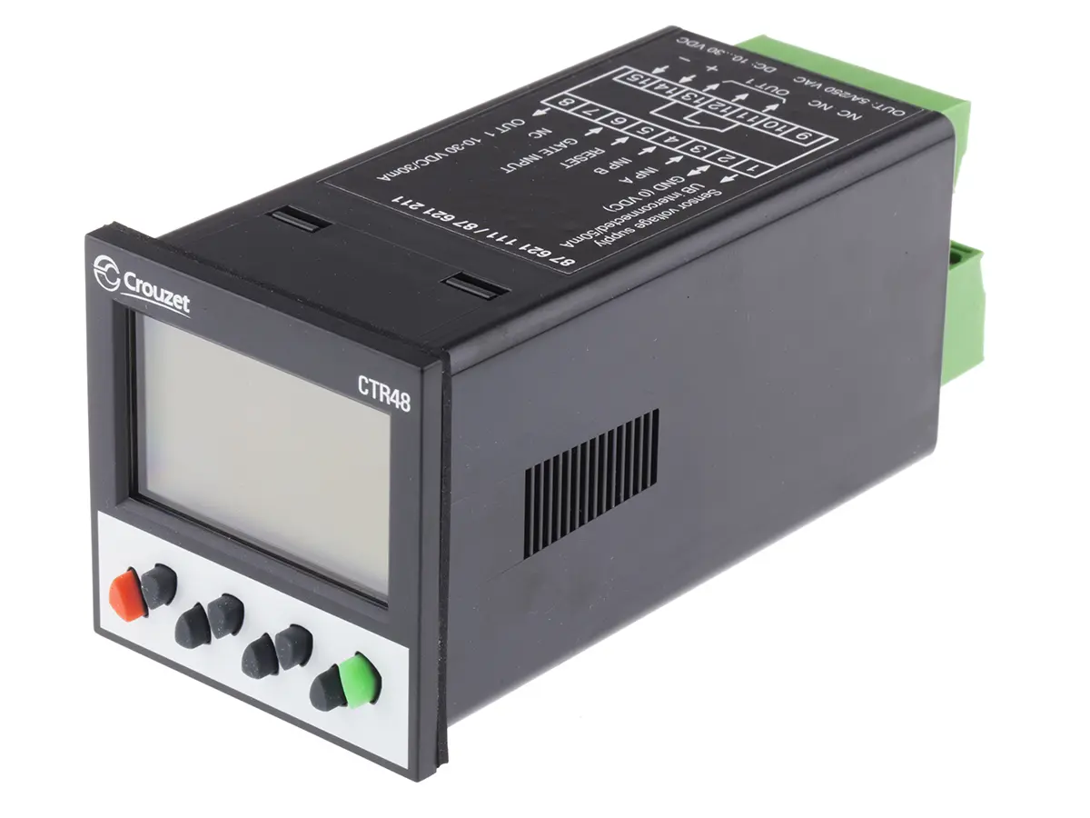 Produktfoto 1 von Crouzet CTR48 Zähler Zähler LCD Manuell 6-stellig 30V dc, Stunden, max. 40 kHz