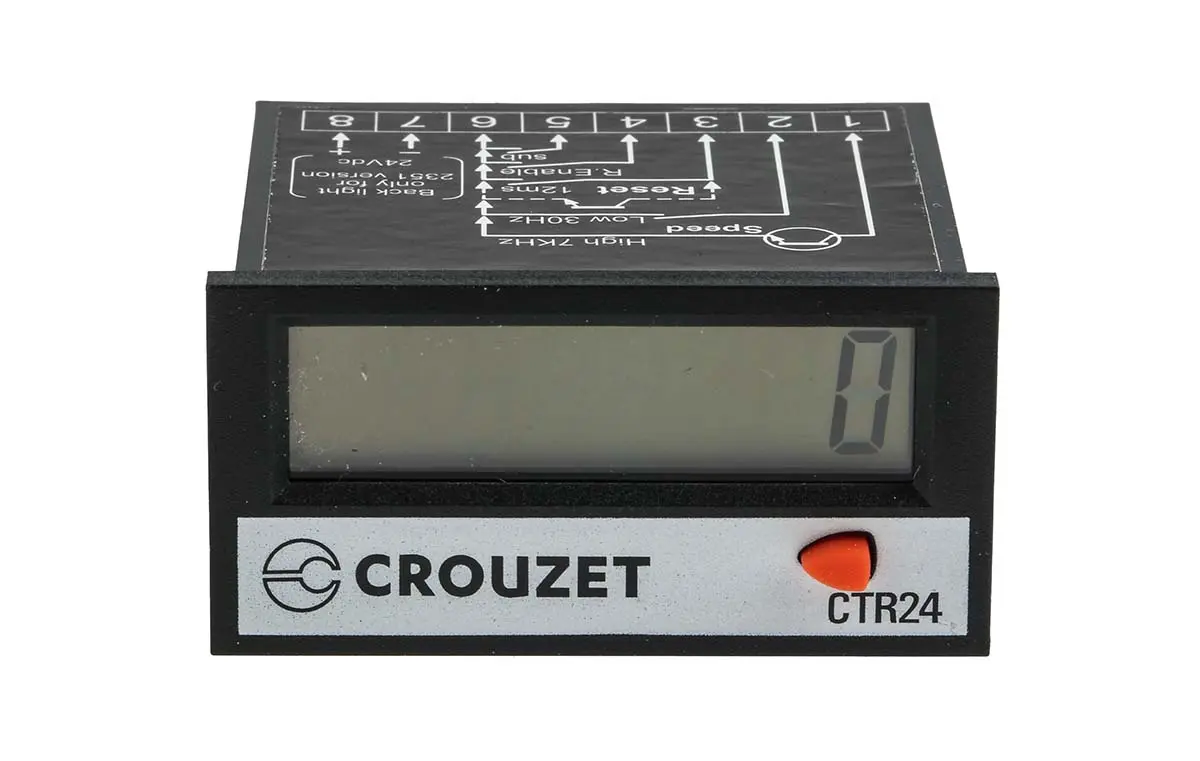 Produktfoto 1 von Crouzet CTR24 LCD Zähler Manuell, Signal 8-stellig Impulse 3 → 30 V dc -9999999 → 99999999