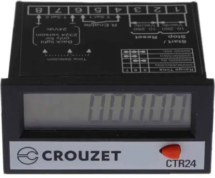 Produktfoto 1 von Crouzet CTR24 Zähler Zähler LCD Manuell 8-stellig 260V, Stunden