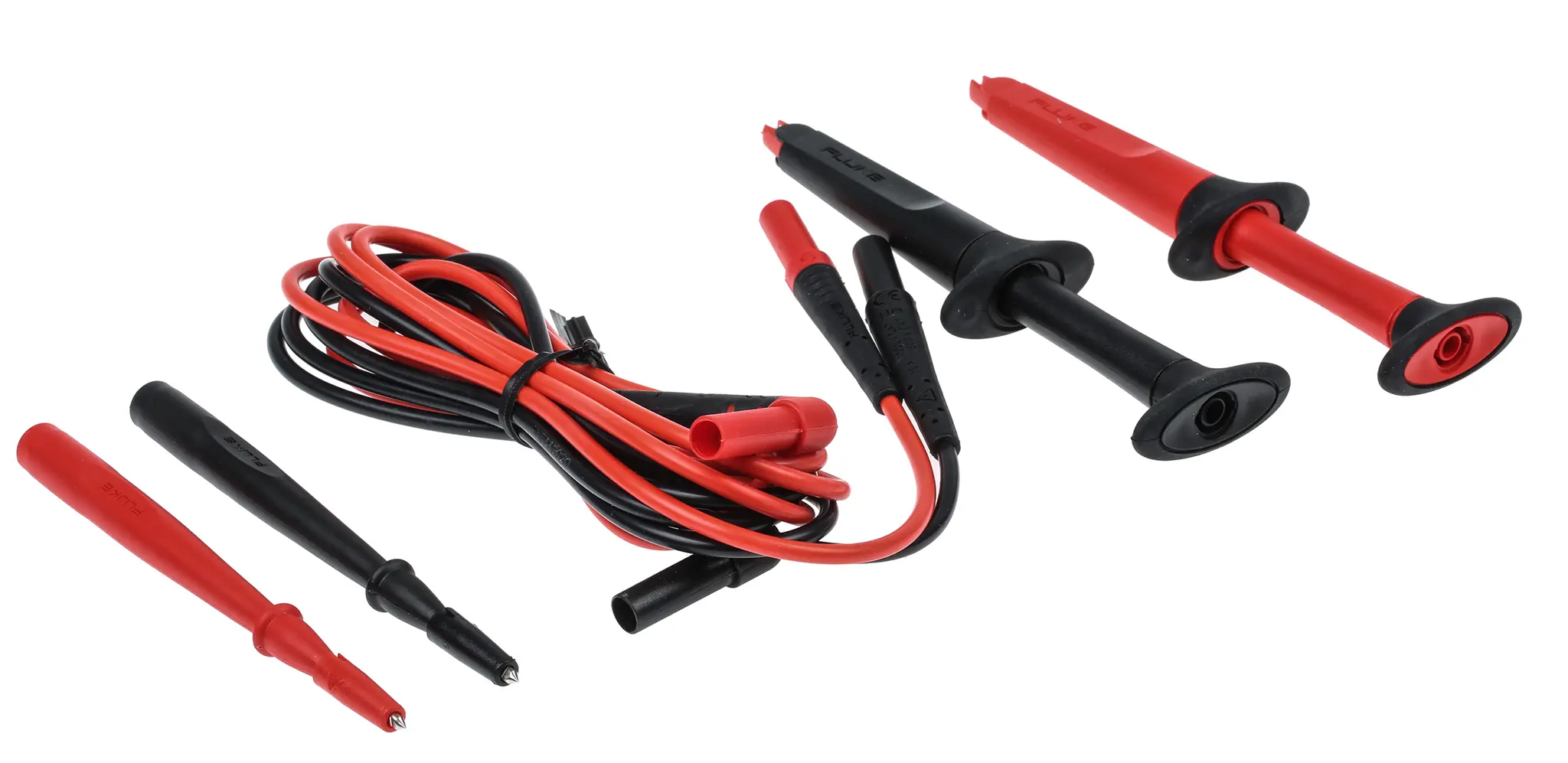 Produktfoto 1 von Fluke Multimeter-Messleitungen mit Krokodilklemme, Flachklinge, Gerade auf rechtwinklig, Elektro Messleitungen Set CAT