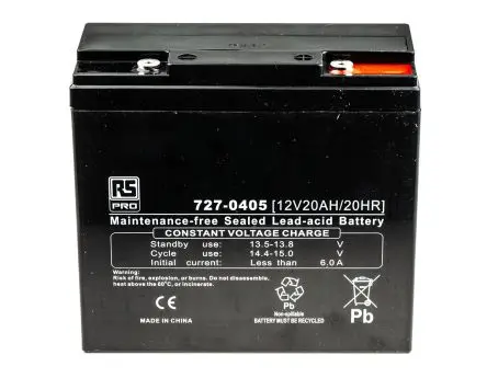 Produktfoto 1 von RS PRO RS PRO T12 Abgedichteter Bleiakku, 12 V / 20 Ah, 166.5mm x 181.5 mm
