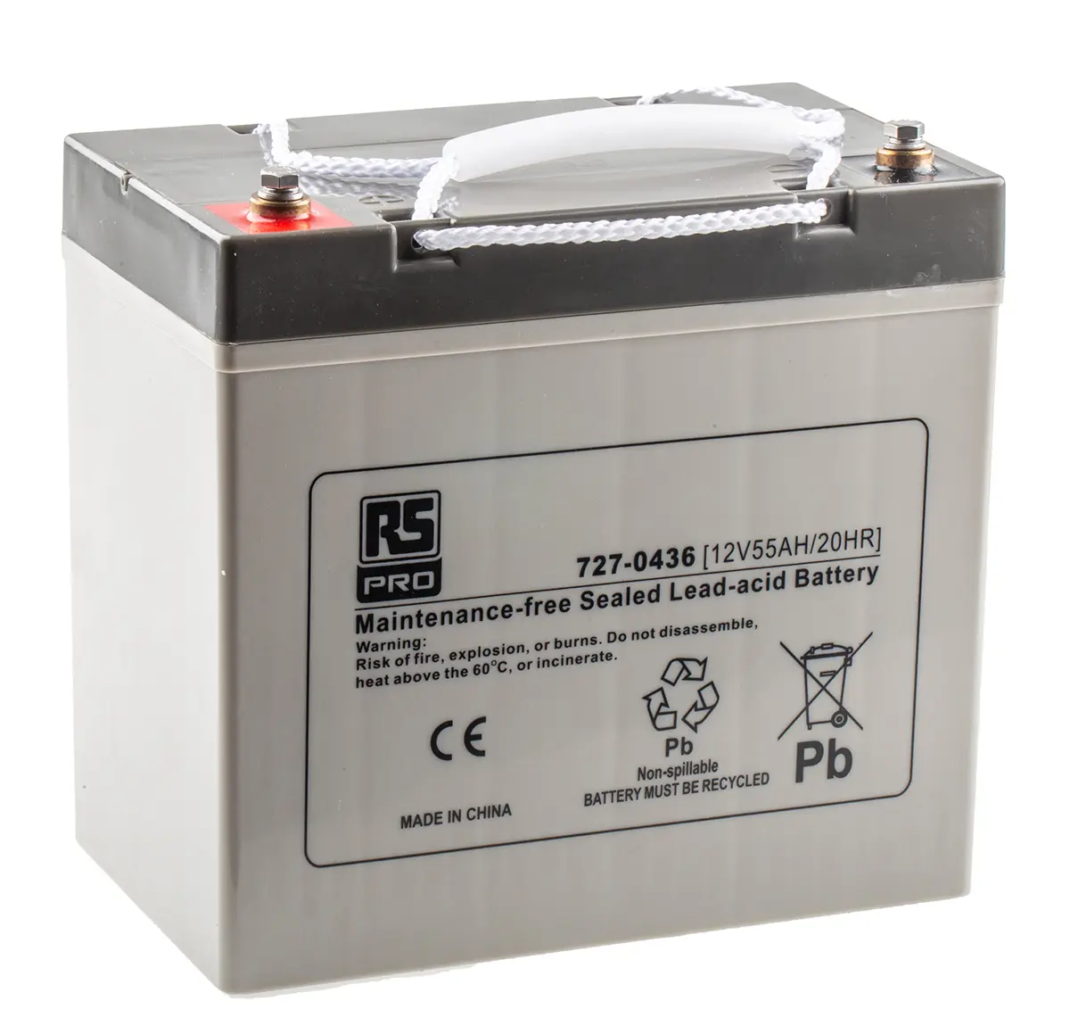 Produktfoto 1 von RS PRO RS PRO Abgedichteter Bleiakku, 12V / 55Ah, T6-Anschluss, 229 x 138 x 210mm
